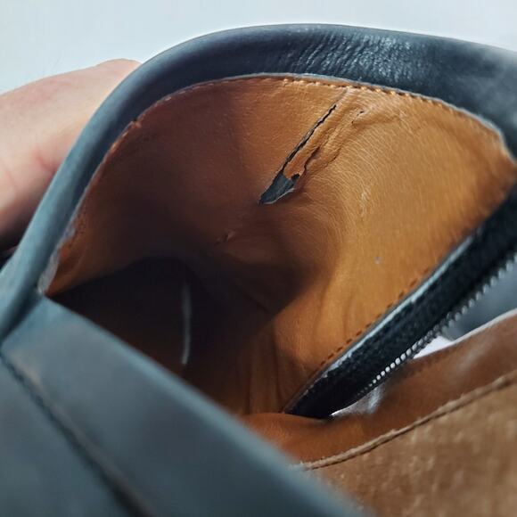 Lucky Brand Women's Size 7M Salza Black Leather Ankle Booties Block Cutout - Picture 6 of 10